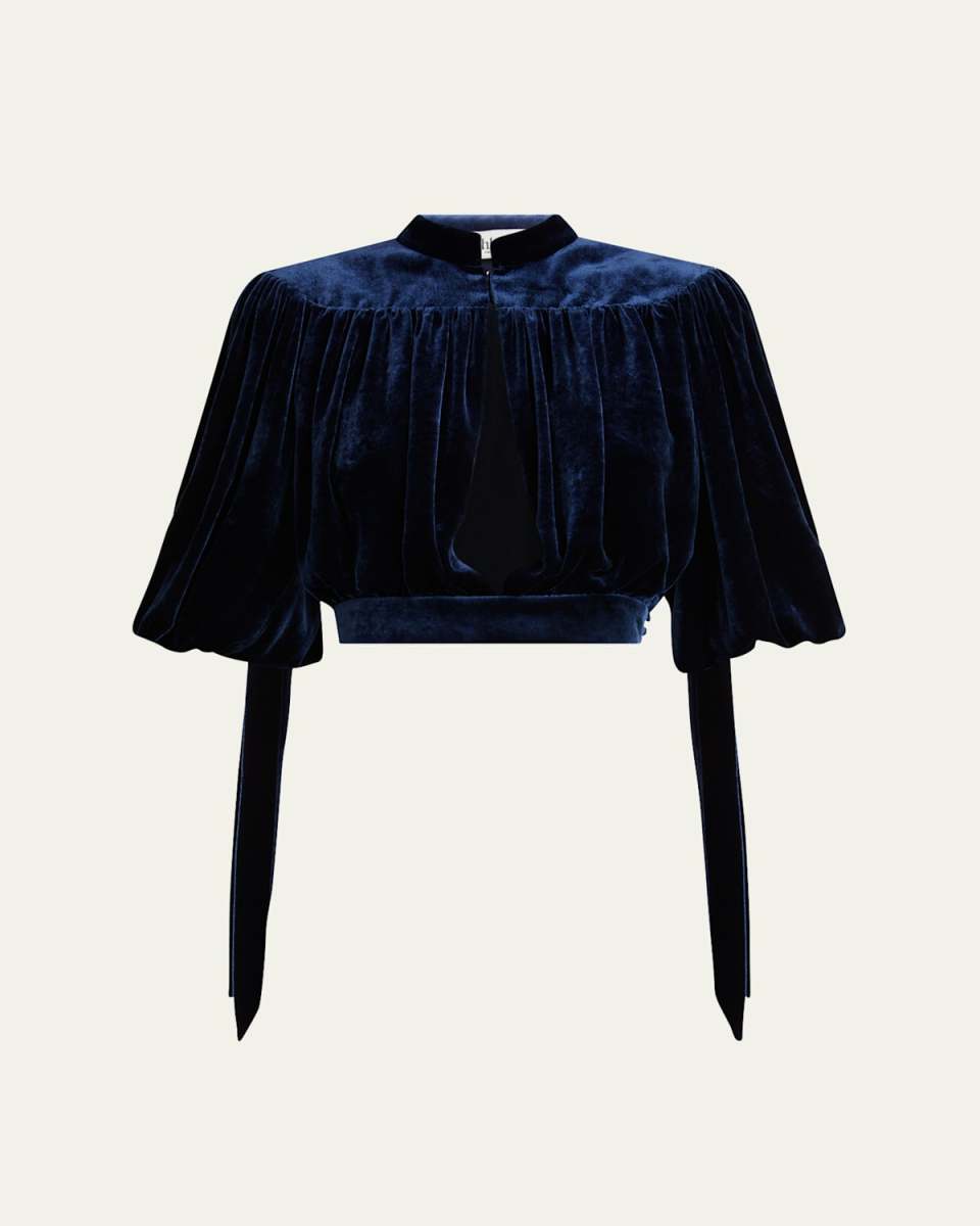 Velvet Cropped Keyhole Top